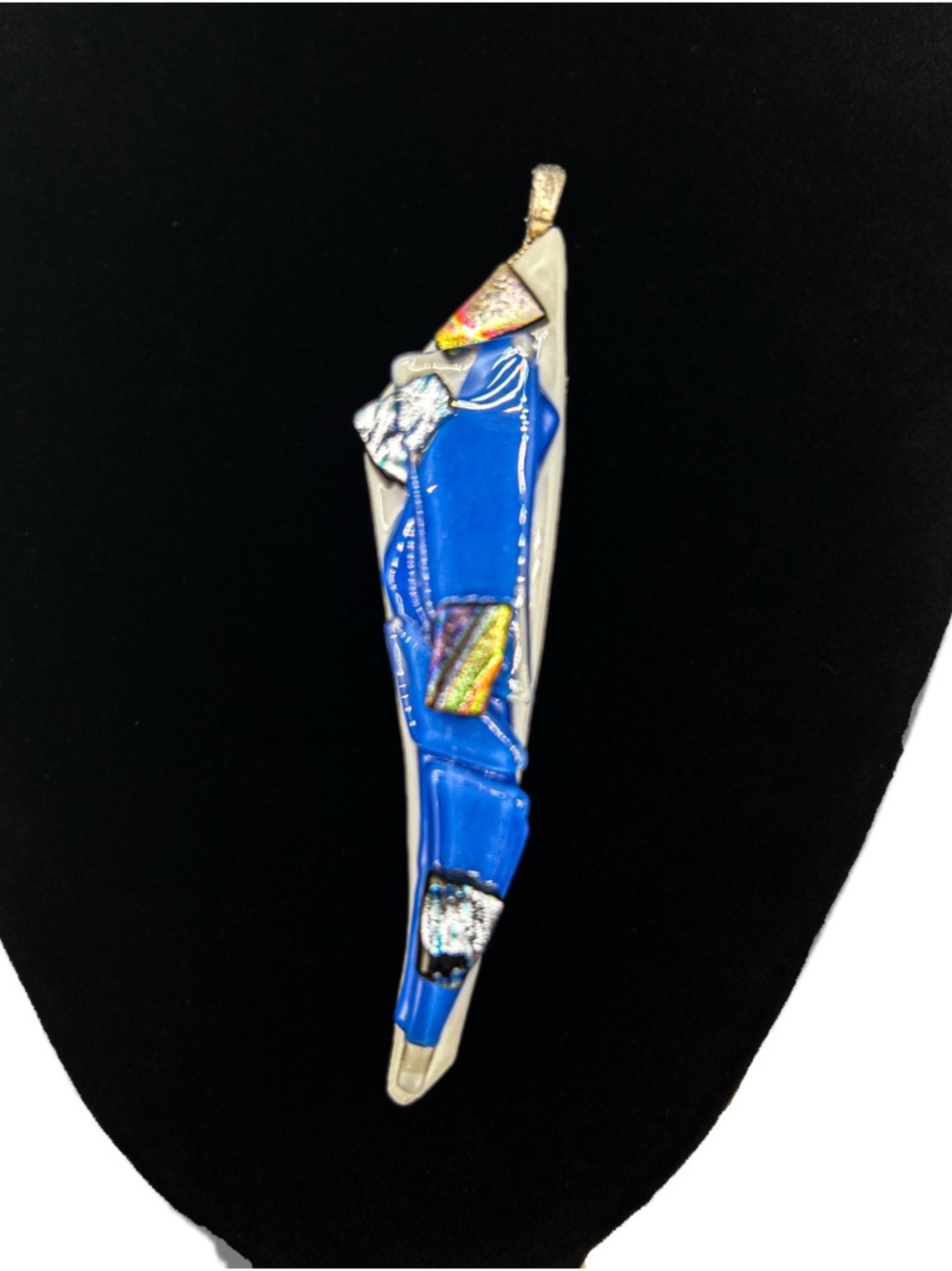 Handmade Blue Dichroic Glass Pendant
